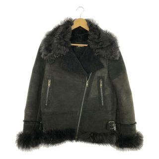 DIESEL - 【美品】  DIESEL / ディーゼル | ムートン ファー ボア ダブルライダースジャケット | S | チャコール | レディース