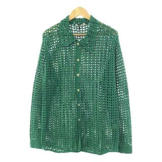 オーラリー(AURALEE)の【新品】  AURALEE / オーラリー | HAND CROCHET COTTON KNIT SHIRTS / ハンド クロシェ ニット シャツ | 1 | green | レディース(シャツ/ブラウス(長袖/七分))