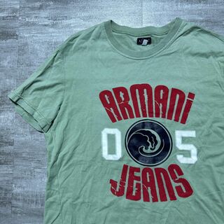 アルマーニジーンズ(ARMANI JEANS)のARMANI JEANS アルマーニジーンズ 緑 グラフィックTシャツ ロゴ L(Tシャツ(半袖/袖なし))