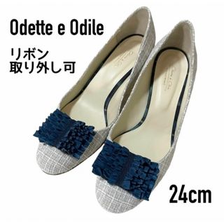 オデットエオディール(Odette e Odile)の【美品】オデットエオディール　5cmヒール2wayツイードパンプス24cm (ハイヒール/パンプス)