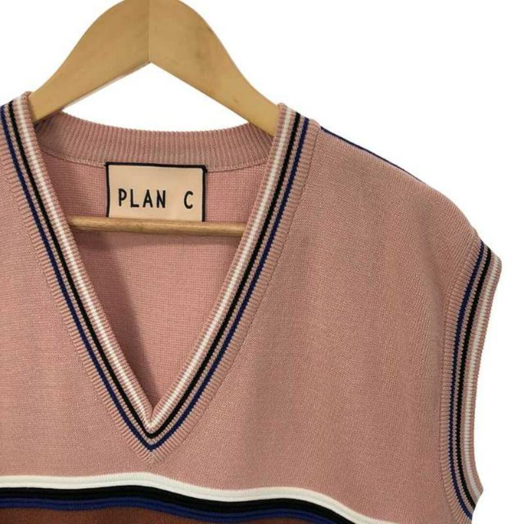 PLAN C プランシー ストライプ長袖シャツ ブラウン襟