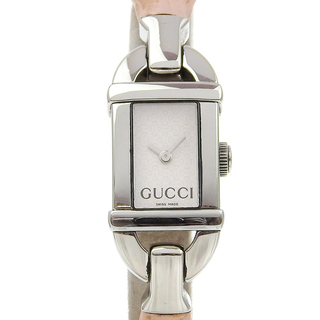 グッチ(Gucci)の【GUCCI】グッチ バンブー 6800L ステンレススチール×ラバー ピンク クオーツ アナログ表示 レディース 白文字盤 腕時計(腕時計)