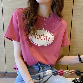 ロゴTシャツ レディース 半袖 カットソー 春夏 トップス ラウンドネック(Tシャツ(半袖/袖なし))