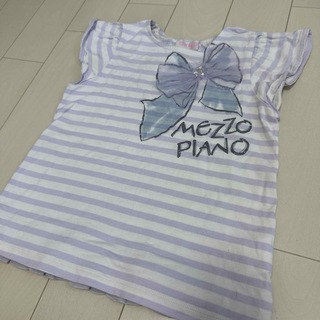 mezzo piano - メゾピアノ★りぼんチュールTシャツ130