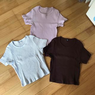 ユニクロ(UNIQLO)のユニクロ リブ クロップドTシャツ 3枚セット(Tシャツ(半袖/袖なし))