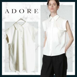 ADORE - 671＊定価3万　極美品　アドーア　プレーンストレッチバックボウタイシャツ