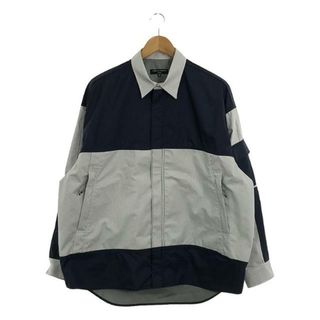 コムデギャルソンオム(COMME des GARCONS HOMME)の【美品】  COMME des GARCONS HOMME / コムデギャルソンオム | 2023AW | 異素材 ナイロン切替 フライフロント オーバー シャツ ジャケット | M | ネイビー/ホワイト | メンズ(その他)