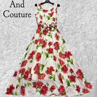 And Couture - And Coutureアンドクチュール　マキシ丈ウエストリボン大花柄ワンピース