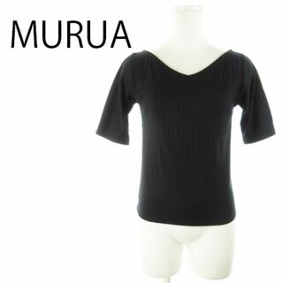 ムルーア(MURUA)のムルーア 半袖カットソー Vネック レースアップ F 黒 220527AH15A(カットソー(半袖/袖なし))