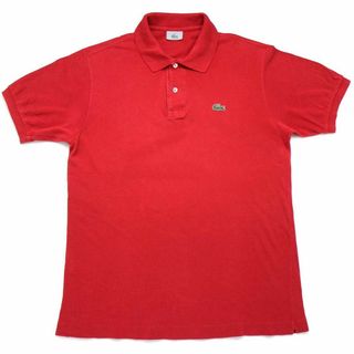 ラコステ(LACOSTE)の00s LACOSTEラコステ ワンポイント コットン 鹿の子 ポロシャツ 赤 4★162 オールド フレンチ ユーロ ヨーロッパ レッド(ポロシャツ)