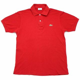 ラコステ(LACOSTE)の00s LACOSTEラコステ ワンポイント コットン 鹿の子 ポロシャツ 赤 3★165 オールド フレンチ ユーロ ヨーロッパ レッド(ポロシャツ)