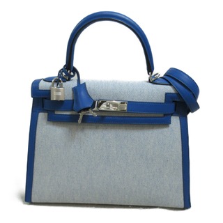エルメス(Hermes)のエルメス ケリー28 ブルーフランス/エクリュ 外縫い ハンドバッグ ハンドバッグ(ハンドバッグ)