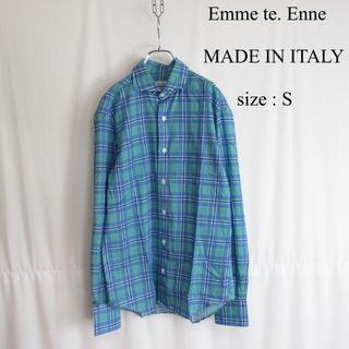 Emme te. Enne ワイドカラー チェック シャツ イタリア製 トップス(シャツ)