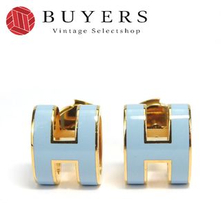 Hermes - 【中古】 エルメス ピアス ポップアッシュ メタル ライトブルー ゴールド金具 メッキ アクセサリー 小物 レディース 女性 HERMES