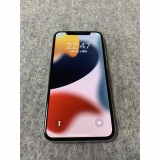 アイフォーン(iPhone)の美品 国内版 simフリー iPhoneX 256GB シルバー色(スマートフォン本体)