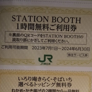 6まい　ステーションブース 1時間無料券(ＪＲ東日本 株主優待 の一部 切抜き)