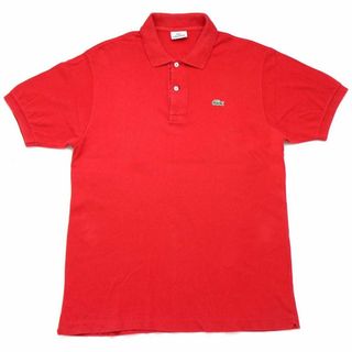 ラコステ(LACOSTE)の00s LACOSTEラコステ ワンポイント コットン 鹿の子 ポロシャツ 赤 5★166 オールド フレンチ ユーロ ヨーロッパ レッド(ポロシャツ)