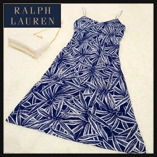 Ralph Lauren - 【美品】RALPH LAUREN ボタニカル柄 Aライン ノースリーブワンピース