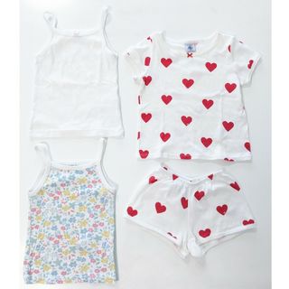 PETIT BATEAU - 【プチバトー】半袖ハートパジャマ ＆ キャミソール２枚　セット