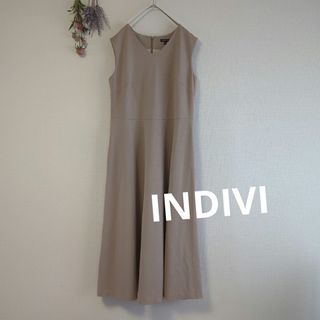 INDIVI - 【美品】INDIVI・ロングワンピース・ジャンバースカート・ワールド・無地・L