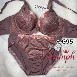 トリンプ(Triumph)のトリンプ✨脇高フラワーネットブラショーツセット(ブラウン)(ブラ&ショーツセット)