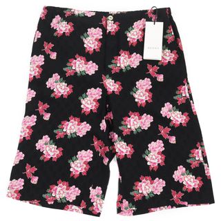 グッチ(Gucci)の未使用品●GUCCI グッチ 20AW 624399 PEONY SILK SHORTS シルク100％ GGフラワー ショートパンツ ブラック ピンク系 46 イタリア製 正規品 メンズ(ショートパンツ)