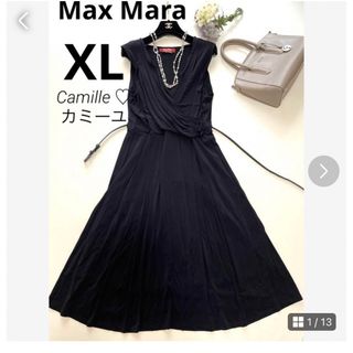 マックスマーラ(Max Mara)の大きいサイズ♡美品 マックスマーラ カシュクールワンピースプリーツロング♡ベルト(ロングワンピース/マキシワンピース)