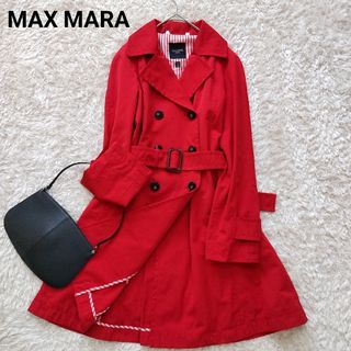 マックスマーラ(Max Mara)の美品 マックスマーラ トレンチコート ベルト付 レッド 春秋 赤 ウィークエンド(トレンチコート)