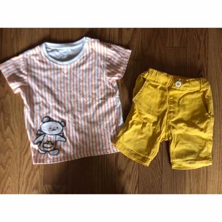 ユニクロ(UNIQLO)のこぐまちゃん 半袖Tシャツ90 とハーフパンツ90 ユニクロアカチャンホンポ  (Tシャツ/カットソー)