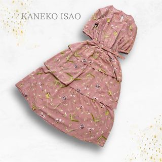 カネコイサオ(KANEKO ISAO)の美品　KANEKOISAO   ロングワンピース ピンタック　ティアード　花柄(ロングワンピース/マキシワンピース)