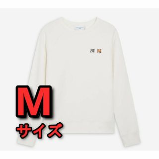 メゾンキツネ(MAISON KITSUNE')のメゾンキツネ スウェット　M　ダブルフォックス　ホワイト(トレーナー/スウェット)