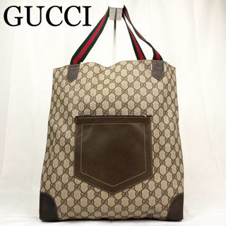 グッチ(Gucci)のGUCCI トートバッグ　GGスプリーム　シェリーライン　PVC×レザー　A4可(トートバッグ)