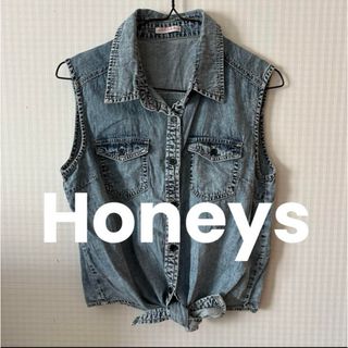 ハニーズ(HONEYS)のHoneys デニム ノースリーブ 前結び シャツ(シャツ/ブラウス(長袖/七分))