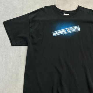 Hanes - gamers wanted　ロゴプリント　半袖Tシャツ　古着　ブラック　XL