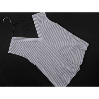 Monique モニーク ストライプ ブラウス シャツ size38/白ｘ紺 ■◆ レディース(シャツ/ブラウス(半袖/袖なし))