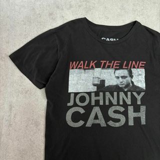 ミュージックティー(MUSIC TEE)のジョニーキャッシュ　WALK THE LINE　半袖Tシャツ　古着　ブラック　M(Tシャツ/カットソー(半袖/袖なし))