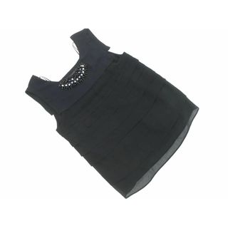 新品 ZARA basic ザラ ベーシック シフォン ビジュー フリル ノースリーブ ブラウス シャツ sizeS/黒 ■◆ レディース(シャツ/ブラウス(半袖/袖なし))