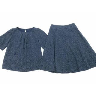 ナチュラルビューティー(NATURAL BEAUTY)のナチュラルビューティー ドット ブラウス スカート セットアップ size34/紺 ■◆ レディース(セット/コーデ)