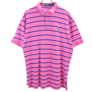 ポロバイラルフローレン ボーダー柄 半袖 ポロシャツ L ピンク Polo by Ralph Lauren メンズ(ポロシャツ)