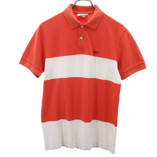 ラコステ(LACOSTE)のラコステ 日本製 半袖 ポロシャツ FR 3 オレンジ×ホワイト系 LACOSTE 鹿の子地 メンズ(ポロシャツ)