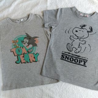 ユニクロ(UNIQLO)のユニクロ キッズ 半袖Tシャツ 120cm 2枚セット グレー 男の子 女の子(Tシャツ/カットソー)