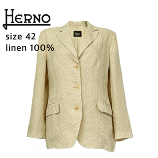 ヘルノ(HERNO)のHERNO ヘルノ リネン ジャケット ドット柄 薄手 サイズ42 / L(テーラードジャケット)