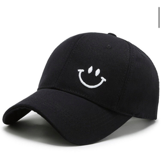 帽子  黒  キャップ  ニコちゃんマーク  スマイル  ユニセックス