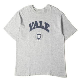 80s YALE大学モデル 霜降り クルーネック 半袖Tシャツ USA製 杢グレー サイズ:XL 80年代 U.S.VINTAGE ヴィンテージ 古着 トップス カットソー【メンズ】【中古】(Tシャツ/カットソー(半袖/袖なし))