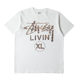 ステューシー(STUSSY)のSTUSSY ステューシー Tシャツ サイズ:XL レオパード LIVINロゴ クルーネック 半袖Tシャツ ホワイト 白 トップス カットソー【メンズ】【中古】(Tシャツ/カットソー(半袖/袖なし))