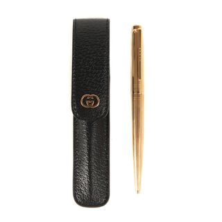 グッチ(Gucci)の美品 GUCCI グッチ 現行モデル インターロッキングG ケース付き メタル ペン 662762 I3FEX ゴールド ケース ブラック イタリア製 ファッション アイテム【メンズ】【中古】(その他)