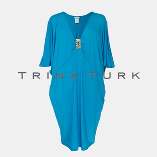 未使用 TRINA TURK トリーナターク リラックス ワンピース ブルー(ひざ丈ワンピース)
