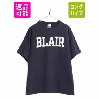 チャンピオン(Champion)の90s チャンピオン カレッジ プリント 半袖 Tシャツ メンズ L 古着 90年代 オールド Champion ヘビーウェイト コットン シングルステッチ 紺(Tシャツ/カットソー(半袖/袖なし))