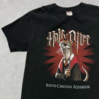 ヴィンテージ(VINTAGE)のhairy Otter　パロディ　カワウソ　Tシャツ　古着　ブラック　M(Tシャツ/カットソー(半袖/袖なし))