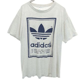 アディダス(adidas)のアディダス 80s USA製 ヴィンテージ トレフォイルロゴ 半袖 Tシャツ L グレー adidas メンズ(Tシャツ/カットソー(半袖/袖なし))